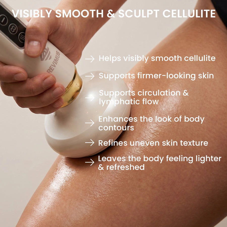 Using the Revimus Anti-Cellulite Massager to help smooth the appearance of cellulite