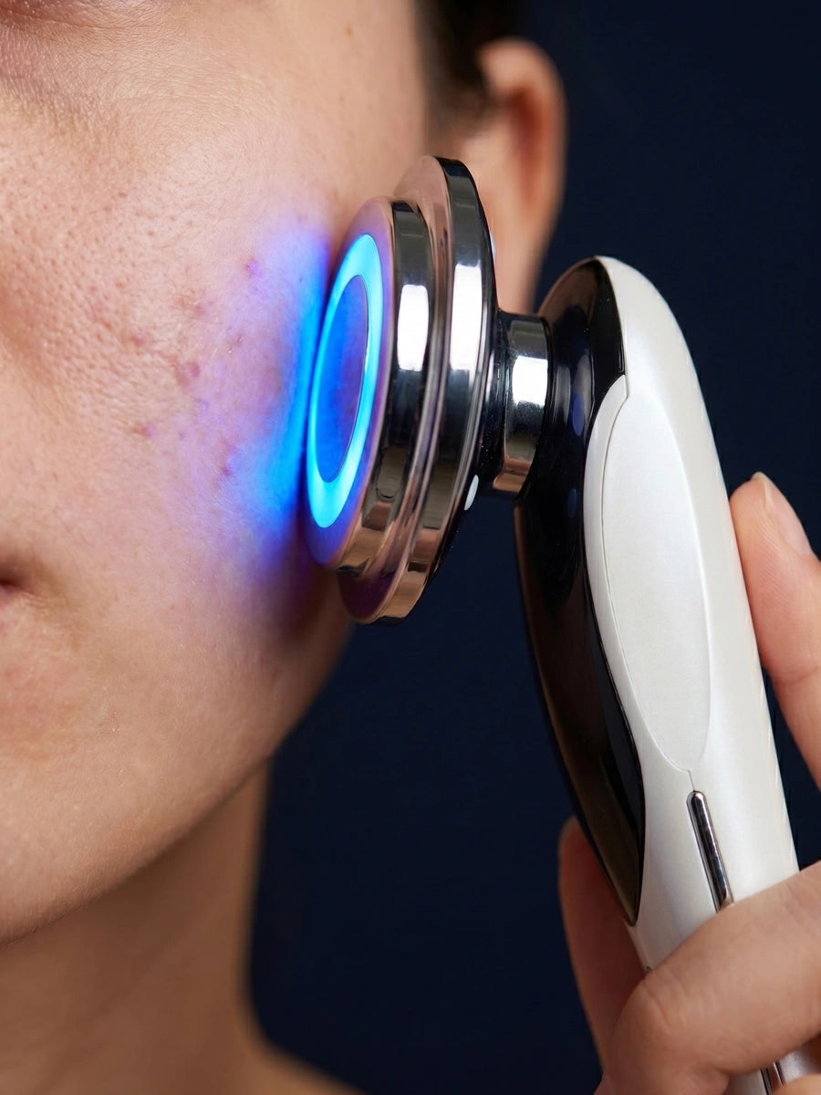 Blue and yellow light therapy mode on the Revimus LUMA Sculpting Wand