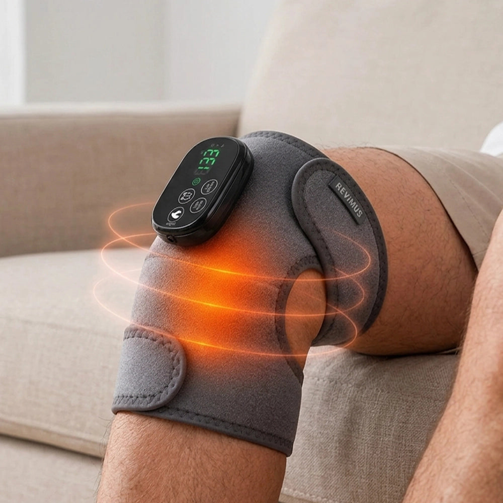 Revimus Motion targeted heat therapy technology with five adjustable heat levels for the knee