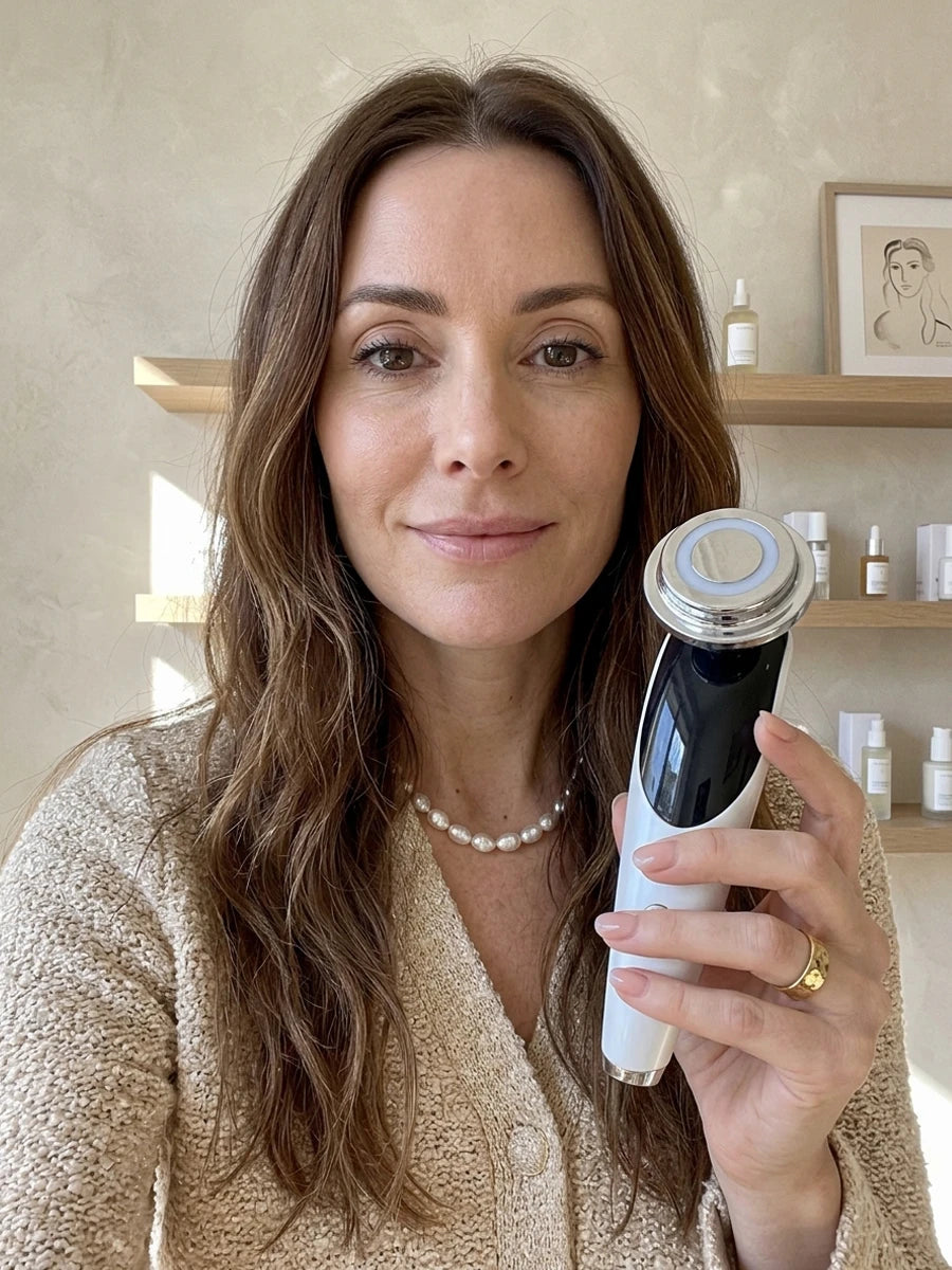 Celebrity esthetician recommending the Revimus ORBIT™  skincare device