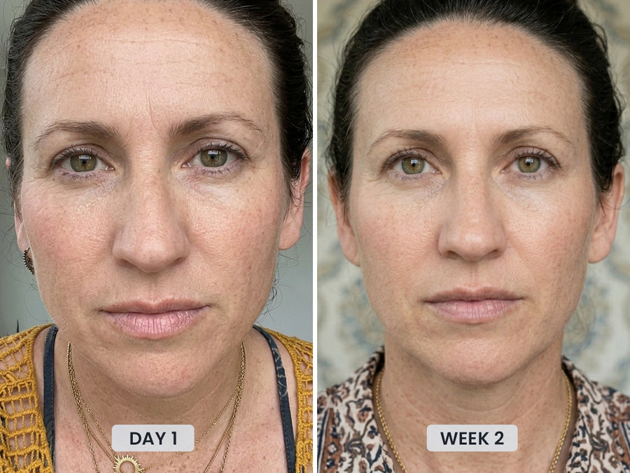 REVIMUS ORBIT™ before and after showing smoother-looking skin and fewer visible fine lines